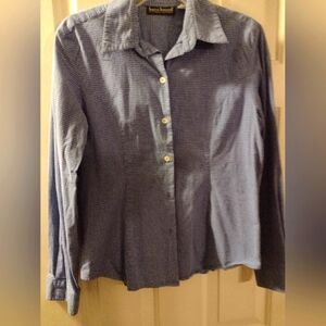 Harve Bernard Blue Check Blouse, L